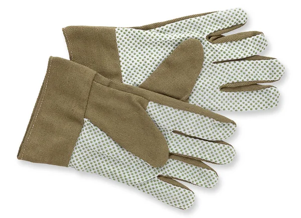 Gartentuch Grüne Handschuhe Draufsicht Isoliert Auf Weißem Hintergrund Frühjahrskonzept Für — Stockfoto