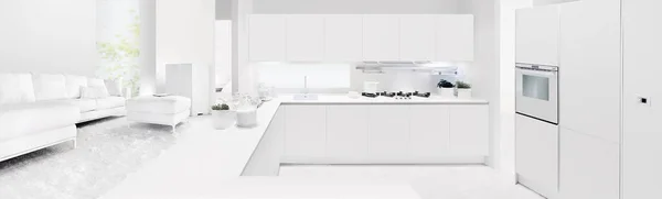 Living Room Kitchen Home Modern Open Space Interior Design Minimalist — Stock Photo, Image