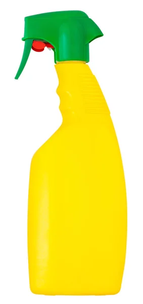 Spray Garrafa Amarela Isolado Fundo Branco Com Caminho Recorte Pesticida — Fotografia de Stock