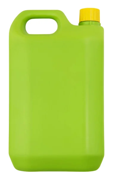 Verde Jerry Plástico Pode Isolado Fundo Branco Com Caminho Recorte — Fotografia de Stock