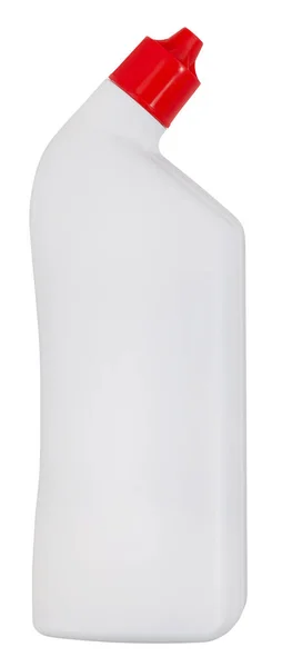 Frasco Plástico Limpador Toalete Isolado Fundo Branco Com Caminho Recorte — Fotografia de Stock