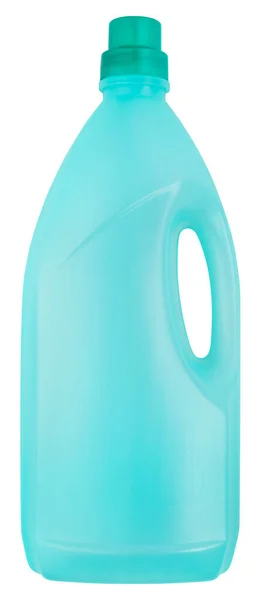 Detergente Lavandería Botella Plástico Azul Aislado Sobre Fondo Blanco Con — Foto de Stock