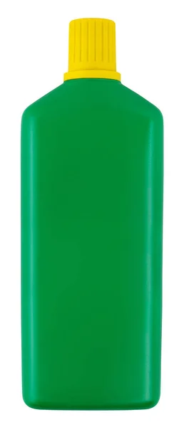 Frasco Plástico Verde Isolado Fundo Branco Com Caminho Recorte Fertilizante — Fotografia de Stock