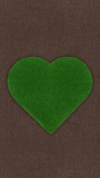 Herzform Der Grasgrünen Grasoberfläche Isoliert Auf Der Bodenoberfläche Rasen Und — Stockfoto