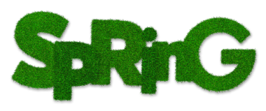 Çimen yeşili çimen desenli, beyaz arka planda izole bahar metni harfleri