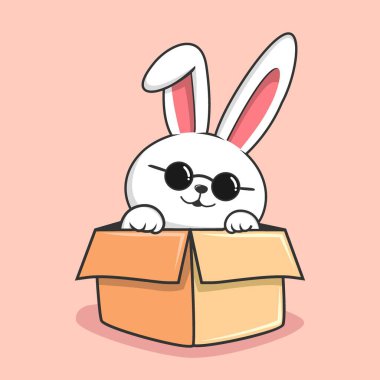 Bunny in the box Cartoon - Cute Rabbit Hide in the Box