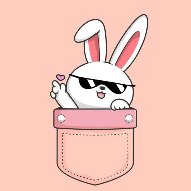 Rabbit in Pocket - Cute Bunny Hiding in Pocket with Cool Sunglasses