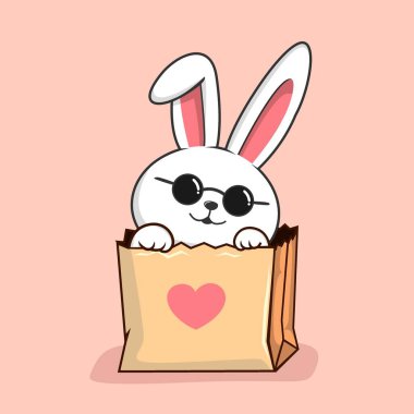 Rabbit in Shopping Bag - Cute Bunny in Paper Bag