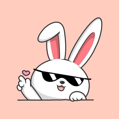 Rabbit Hiding in the Ground with Sunglasses - Cute Bunny Hide Cartoon