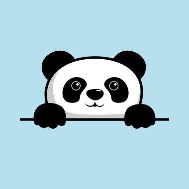 panda cartoon hiding - cute panda hide behind wall