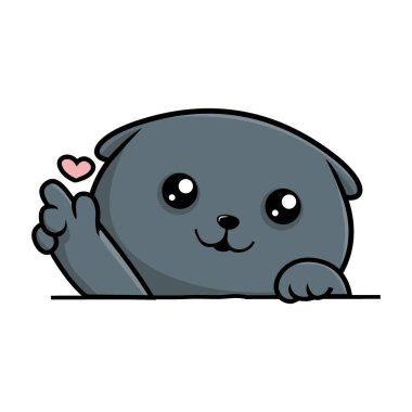 Şirin Gri Kedi - İskoç Kedi Gri Aşk Parmağı