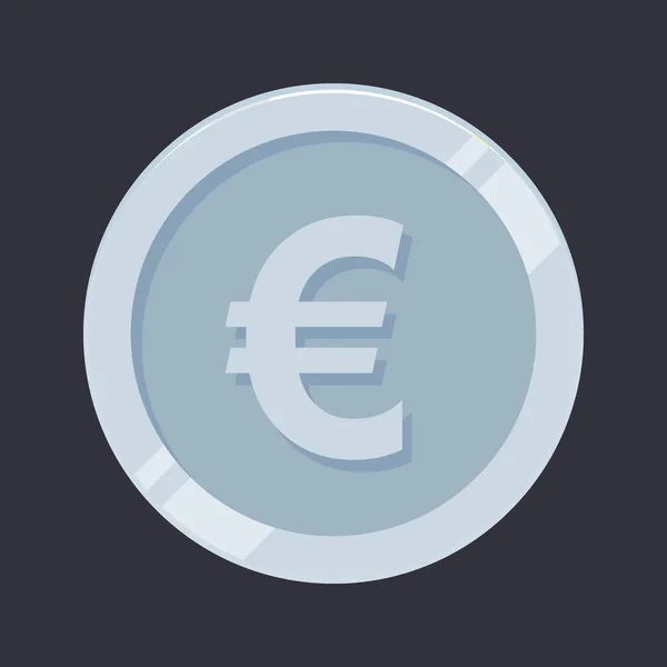 Euro Moeda Prata Dinheiro Vetor — Vetor de Stock