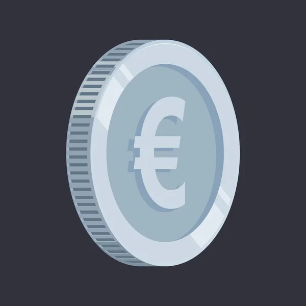 Euroérme Ezüst Pénz Vektor — Stock Vector