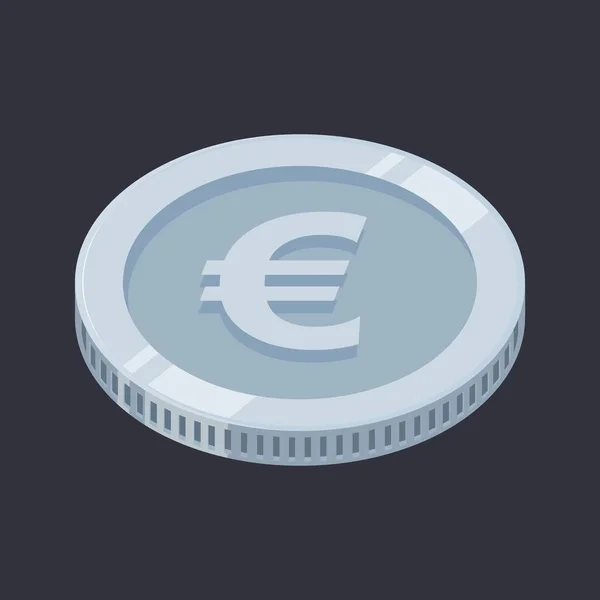 Euroérme Ezüst Pénz Vektor — Stock Vector