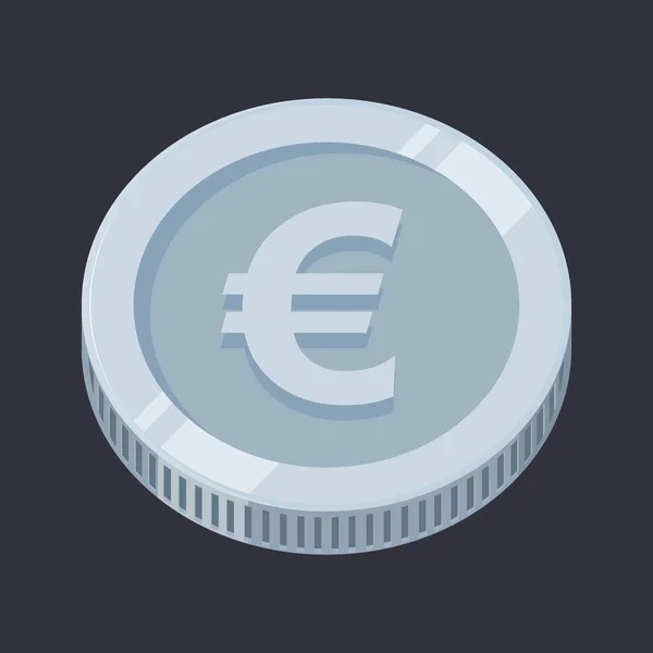 Moneda Euro Vector Dinero Plata — Vector de stock