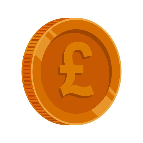 Pound Sterling Coin Bronze Money Gbp Vector — Stock Vector