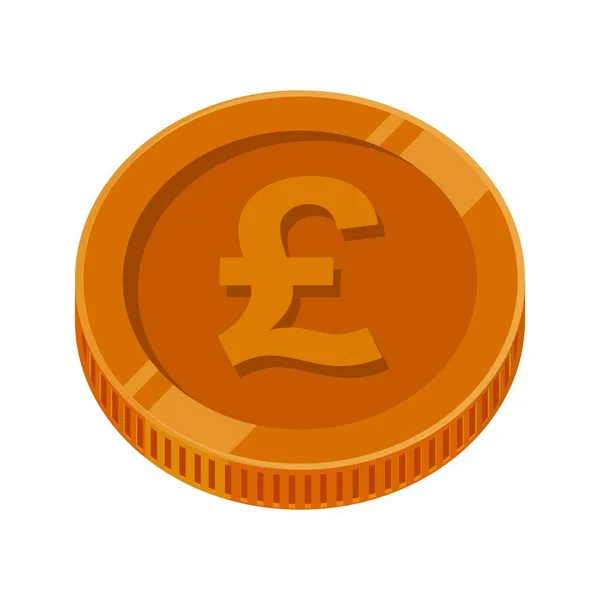 Pound Sterling Coin Bronze Money Gbp Vector — Stock Vector