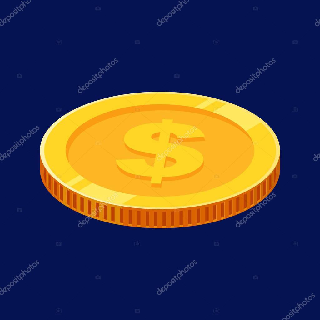 US Dollar Coin Gold Vector
