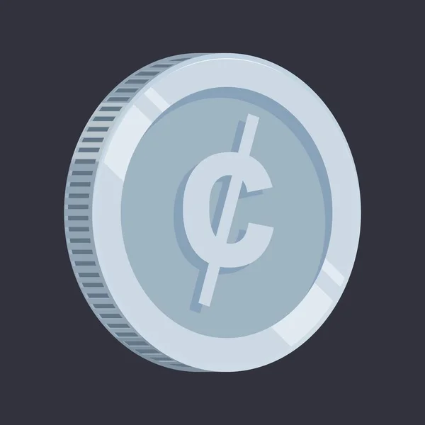 Cent Mynt Silver Pengar Dollar Cent Vector Tin — Stock vektor