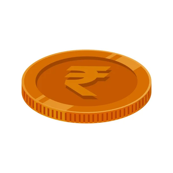 Rupia India Moneda Bronce Dinero Rupia Cobre Símbolo Moneda — Vector de stock