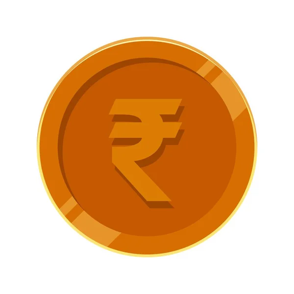 Rupee Indie Moneta Brąz Pieniądze Rupee Miedź Waluta Symbol — Wektor stockowy