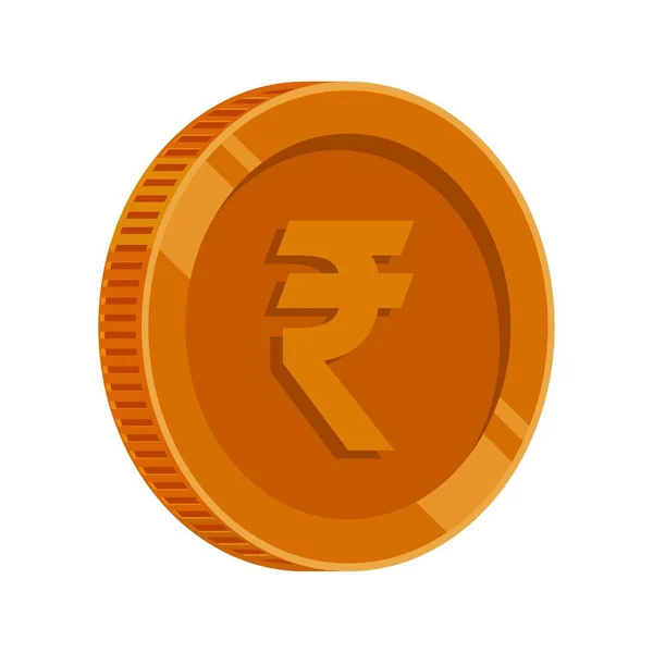 Rúpia India Érme Bronz Pénz Rúpia Réz Valuta Szimbólum — Stock Vector