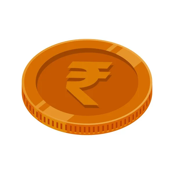 Rúpia India Érme Bronz Pénz Rúpia Réz Valuta Szimbólum — Stock Vector