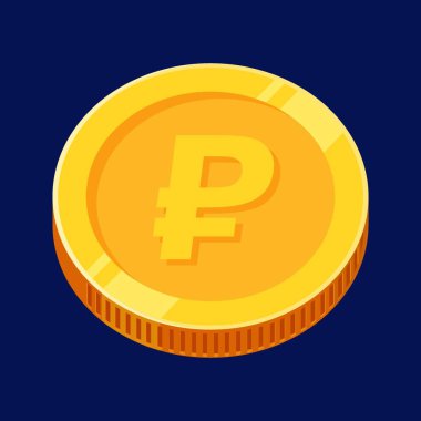 Ruble Bozuk Para Rus Rublesi Altın Para Vektörü