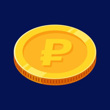 Ruble Bozuk Para Rus Rublesi Altın Para Vektörü