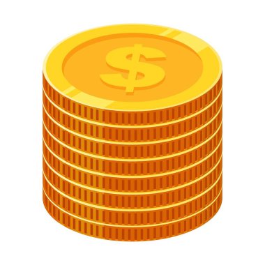 Dolarlık Para Yığını Vektör Resimleri - Altın Dolar Parası