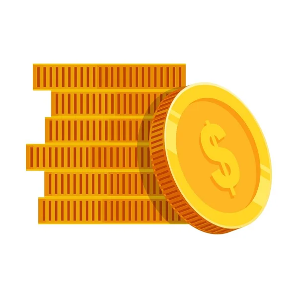 Pilas Monedas Dólar Vector Ilustraciones Moneda Dólar Oro — Vector de stock