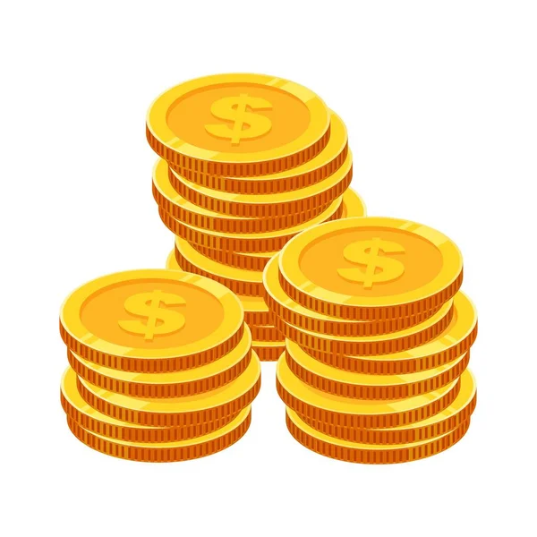 Stapel Von Dollarmünzen Vektor Illustrationen Gold Dollar Coin — Stockvektor