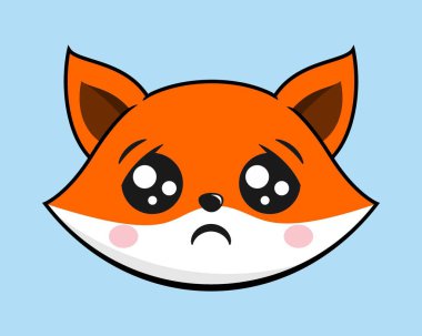 Tilki Endişeli Surat Kawaii Etiketi