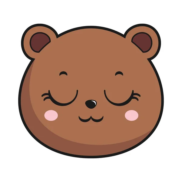 Медведь Разочарованный Голова Кавайи Наклейка Изолирован — стоковый вектор