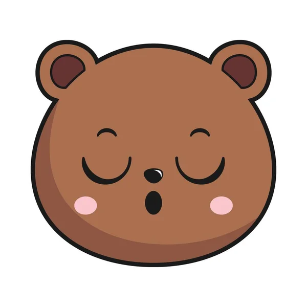 Bear Relieve Face Head Kawaii Sticker Isolated — Stock Vector