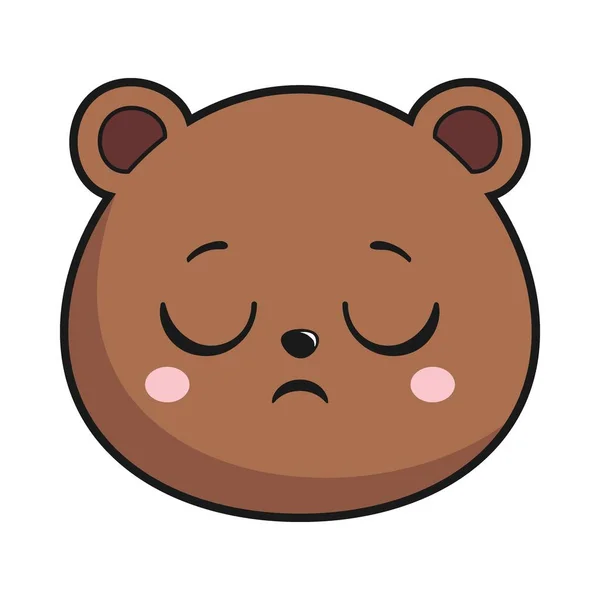 Bear Smirking Face Head Kawaii Sticker Isolated — Stock Vector