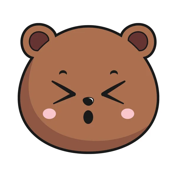 Bear Müdes Gesicht Kopf Kawaii Aufkleber Isoliert — Stockvektor