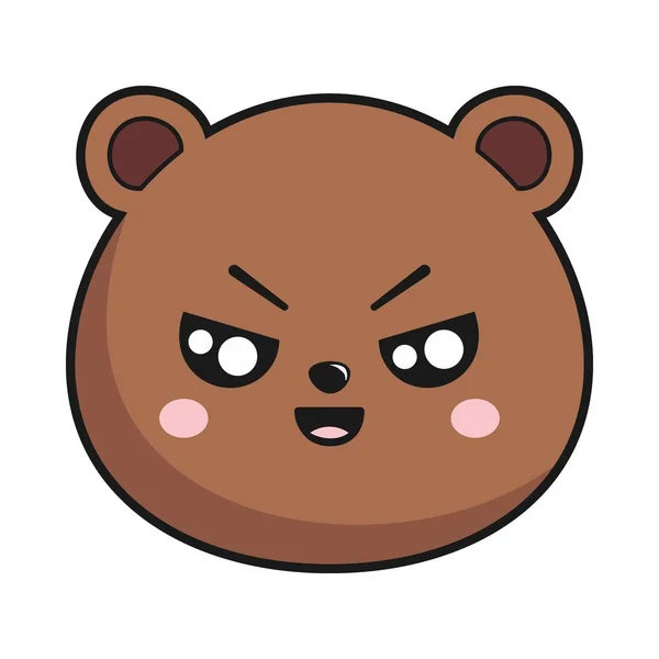 Bear Unamused Face Head Kawaii Sticker Isoliert — Stockvektor