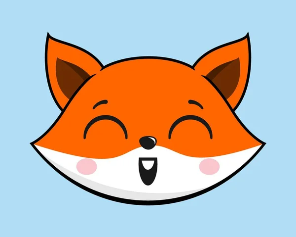 Fox Grinning Face Head Кавайи Стикер — стоковый вектор
