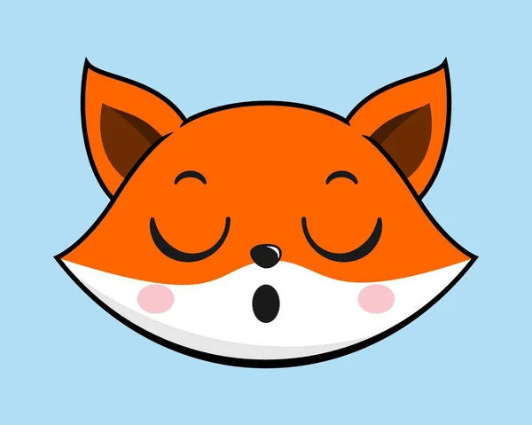 Fox Relieve Face Head Кавайи Стикер — стоковый вектор