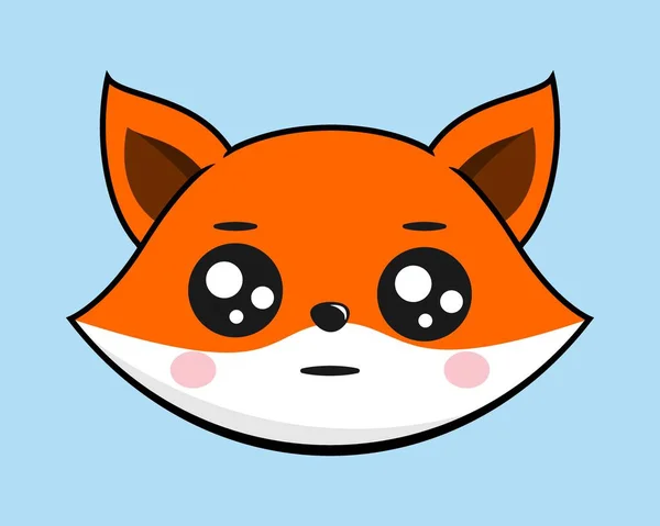 Fox Neutral Face Head Kawaii Sticker — стоковый вектор