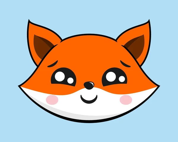 Fox Verlegen Gezicht Hoofd Kawaii Sticker — Stockvector