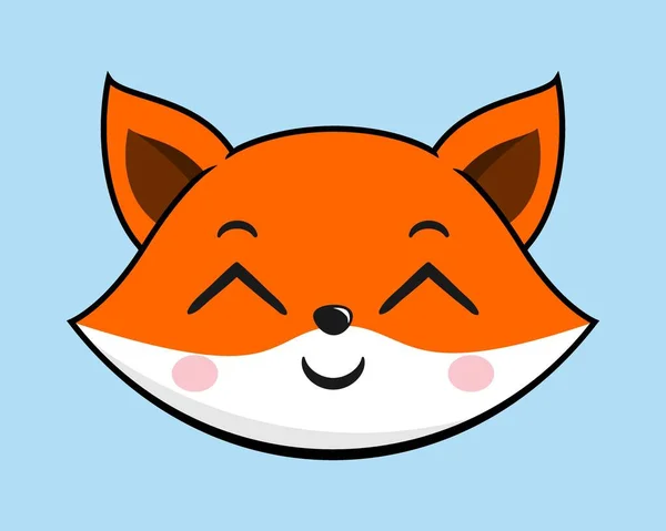 Fox Smiling Face Head Кавайи Стикер — стоковый вектор