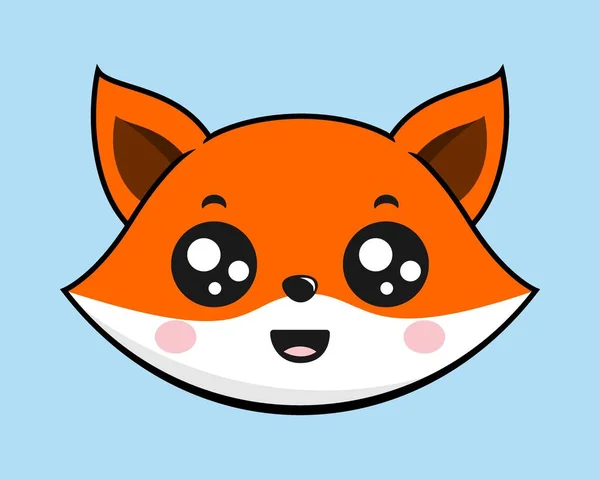 Fox Glimlachend Gezichtshoofd Kawaii Sticker — Stockvector