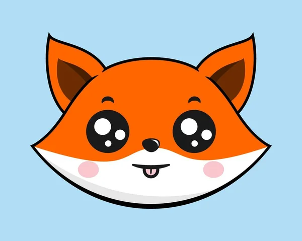 Fox Tongue Out Face Head Kawaii Sticker — Stockvector