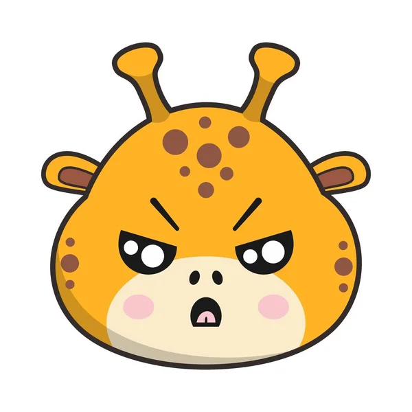 Girafa Irritado Rosto Adesivo Emoticon Cabeça Isolada —  Vetores de Stock