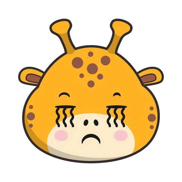 Žirafa Pláč Tvář Nálepka Emotikon Hlava Izolované — Stockový vektor