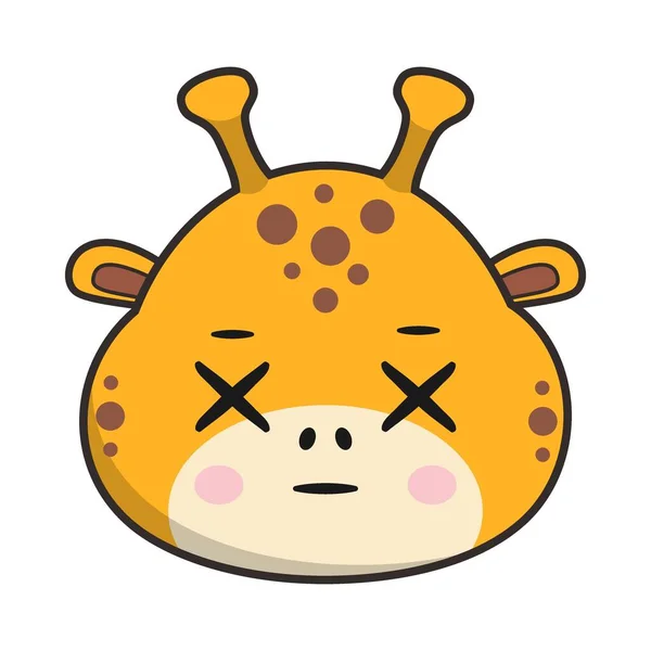 Girafa Tontura Olho Rosto Adesivo Emoticon Cabeça Isolado —  Vetores de Stock
