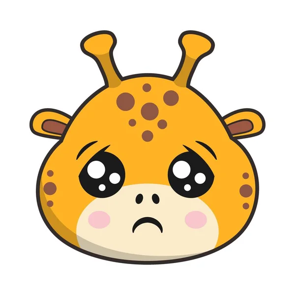 Žirafa Smutný Ustaraný Obličej Nálepka Emotikon Hlava Izolované — Stockový vektor