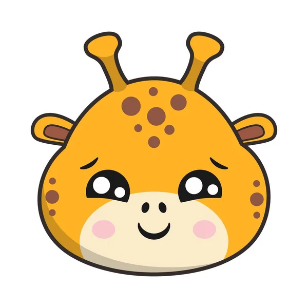 Giraffe Shy Face Sticker Emoticon Head Isolated — Stock Vector
